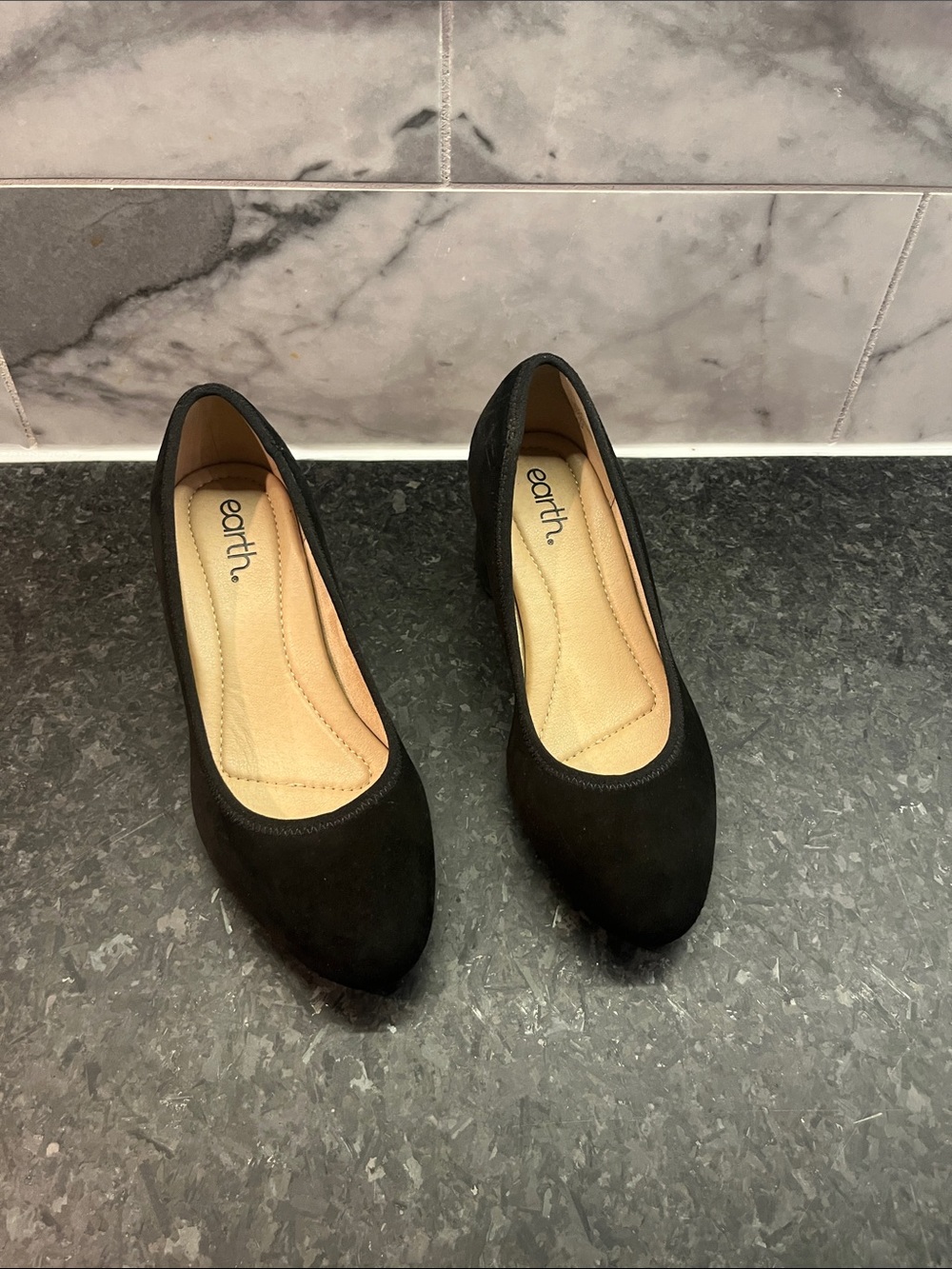 Earth Black Women's Suede-Look Slip-On Flats